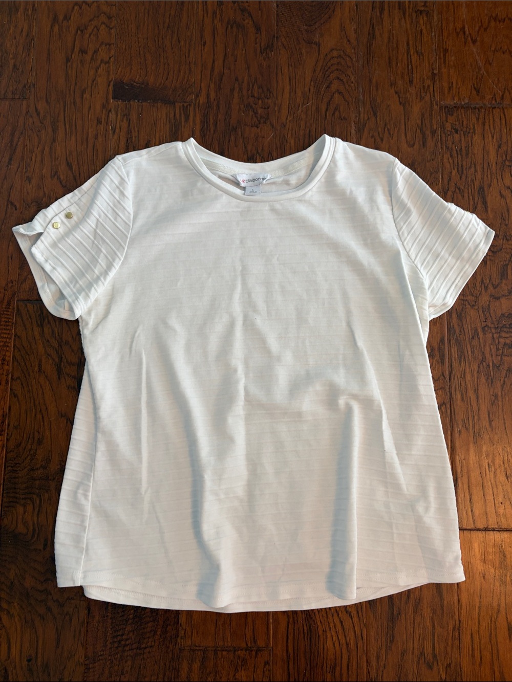Light Cream Short Sleeve Knit Top with Button Detail